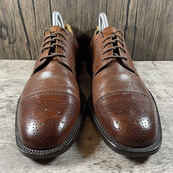 Mezlan Vicente Cap-Toe Brogue Oxford Brown Leather Men's Shoes Size 9.5 EUC - Picture 5 of 9